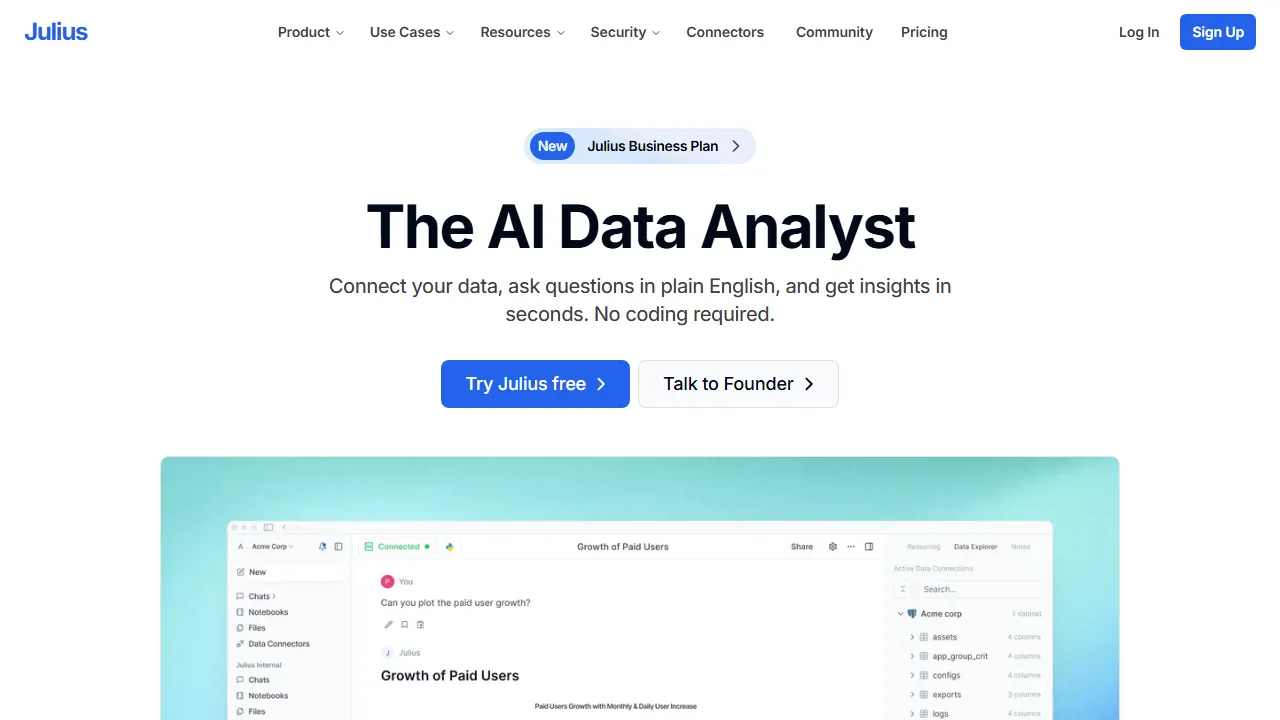 Julius AI captura de pantalla