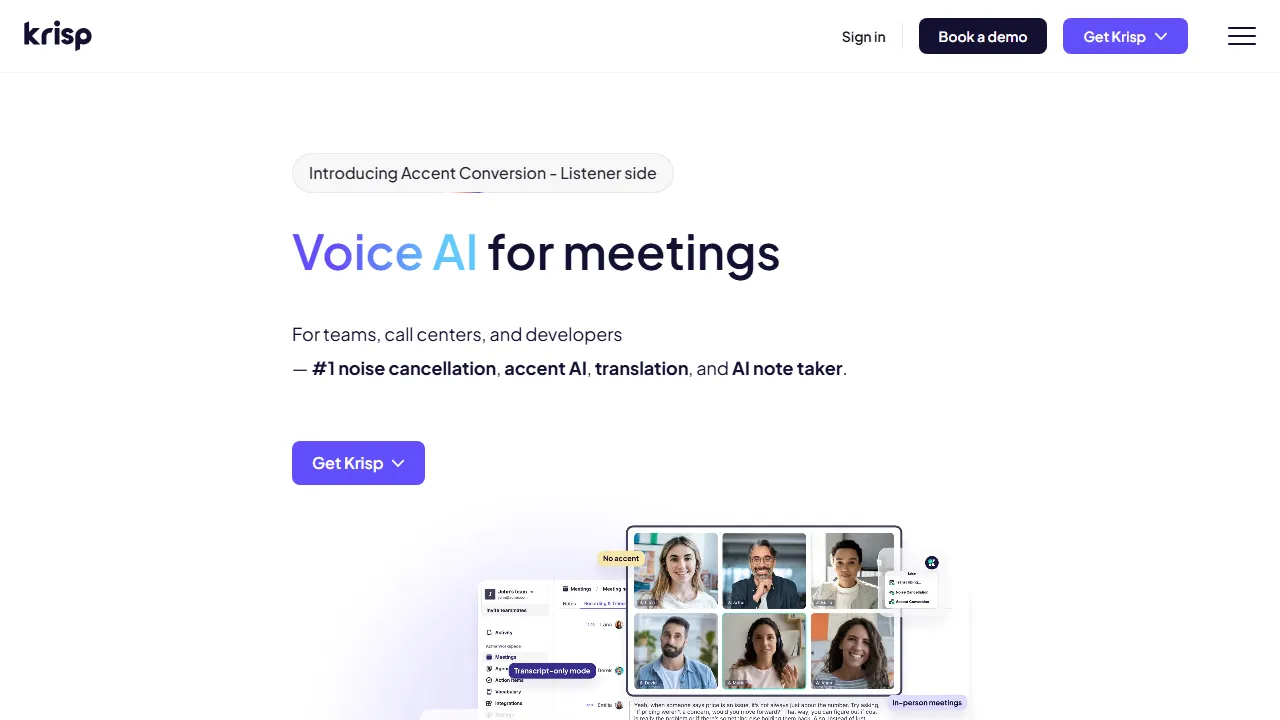 Krisp captura de pantalla