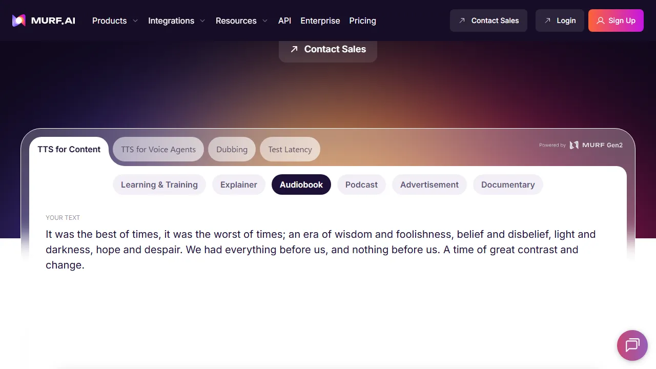 Murf AI captura de pantalla