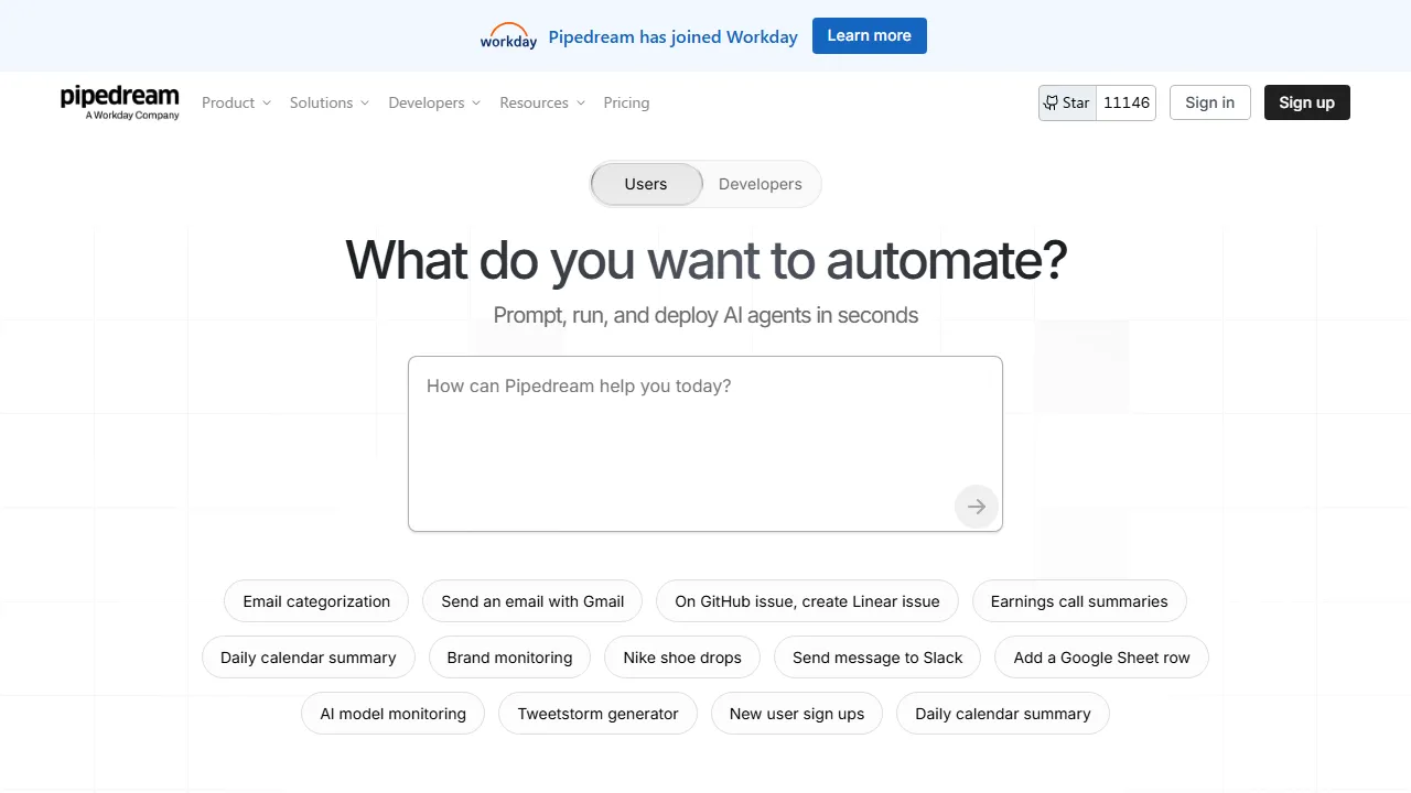 Pipedream captura de pantalla