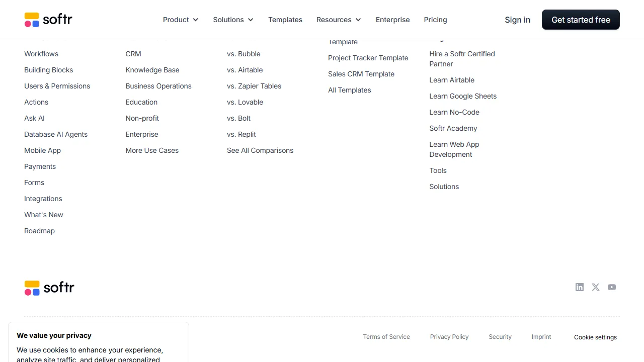 Softr captura de pantalla