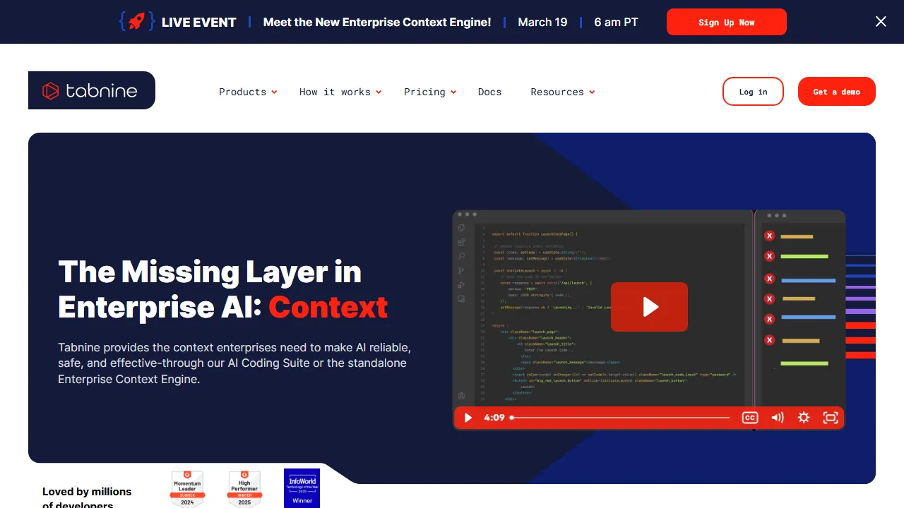 Tabnine captura de pantalla