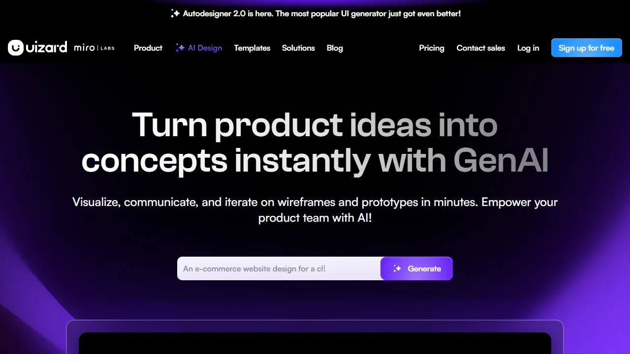 Uizard captura de pantalla