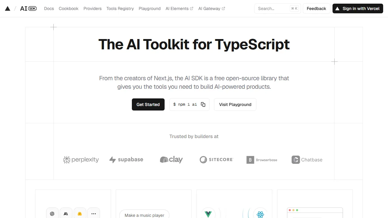 Vercel AI SDK captura de pantalla